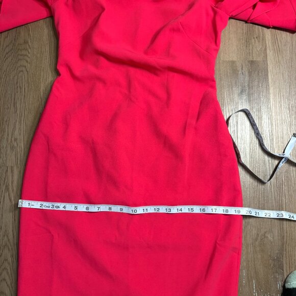 Theia Off The Shoulder Crepe Dress size 8 lipstick pink cocktail dress - Picture 10 of 11